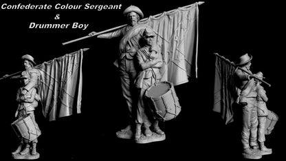 120mm Confederate Colour Sergeant & Drummer Boy