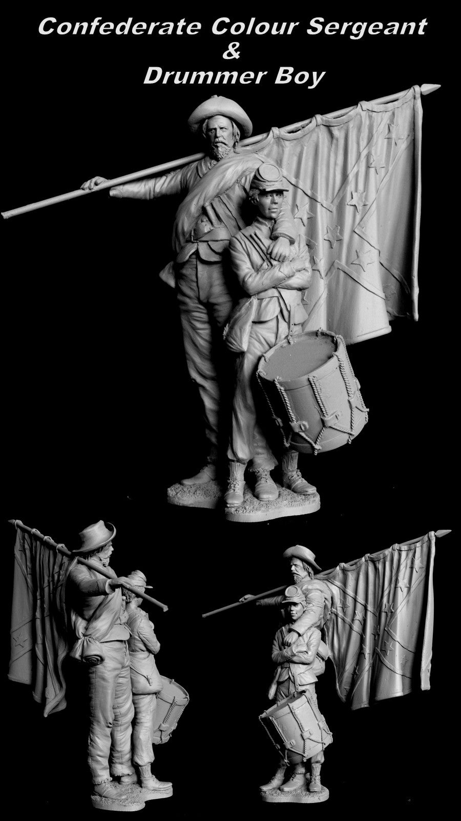 120mm Confederate Colour Sergeant & Drummer Boy